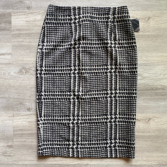 NWT Zara Black & White Houndstooth Pencil Skirt - Picture 2 of 6